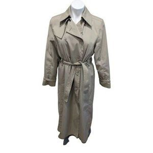 Vintage London Fog Womens Size 8 Trench Coat Maincoats Tan Plaid Wool Lining